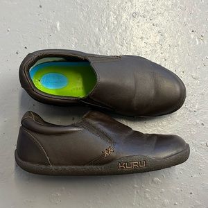KURU Men's Leather Slip On Brown Comfort Casual Shoes - No Insoles - Size 8